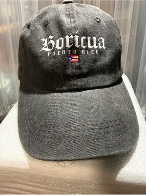 Boricua Puerto Rico Unisex Hat-Charcoal/Black-New
